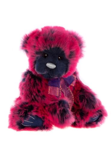 Charlie Bears 2024 - Mardi Gras | Teddy Bear Bright Pink and Purple - Fully Jointed | Collectable Cuddly Soft Toy Gift