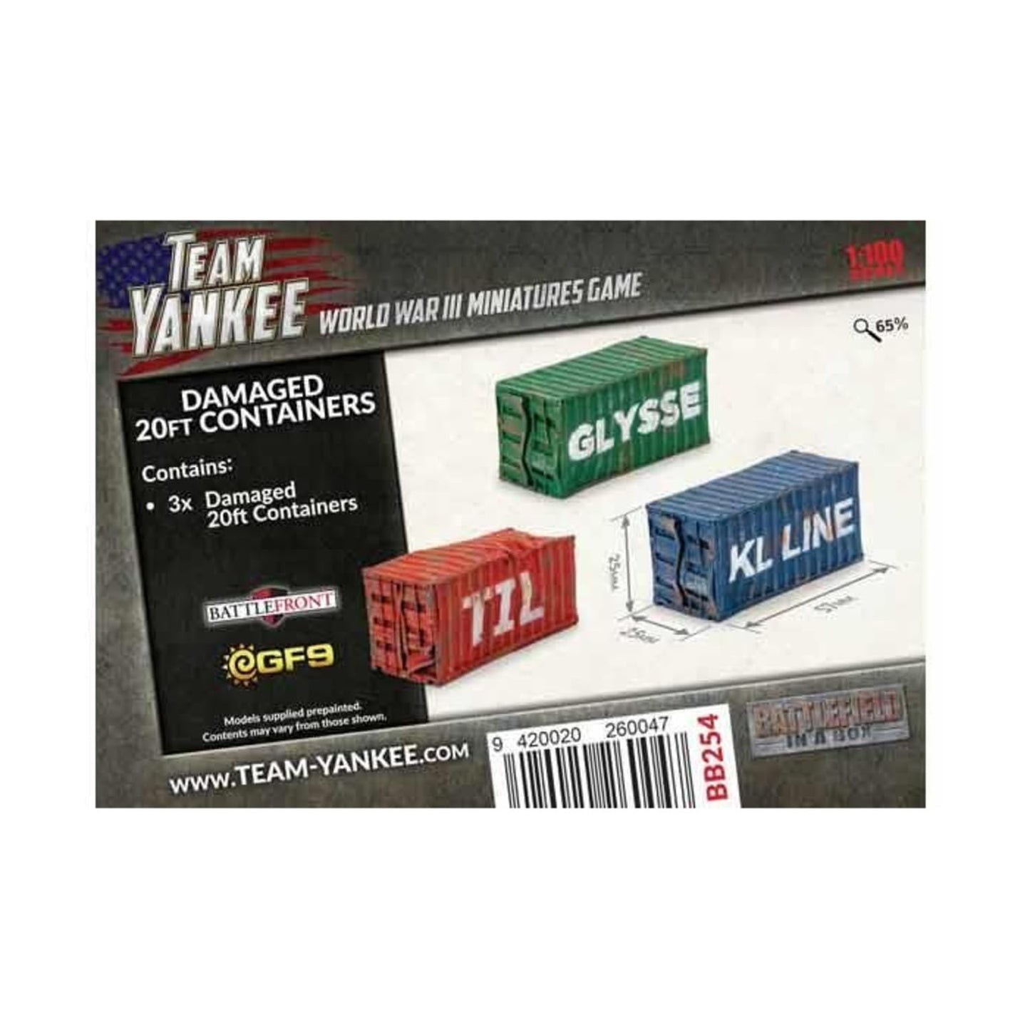 Team Yankee / Flmaes of War - Damaged 20 foot SW containers (x3) - BB254