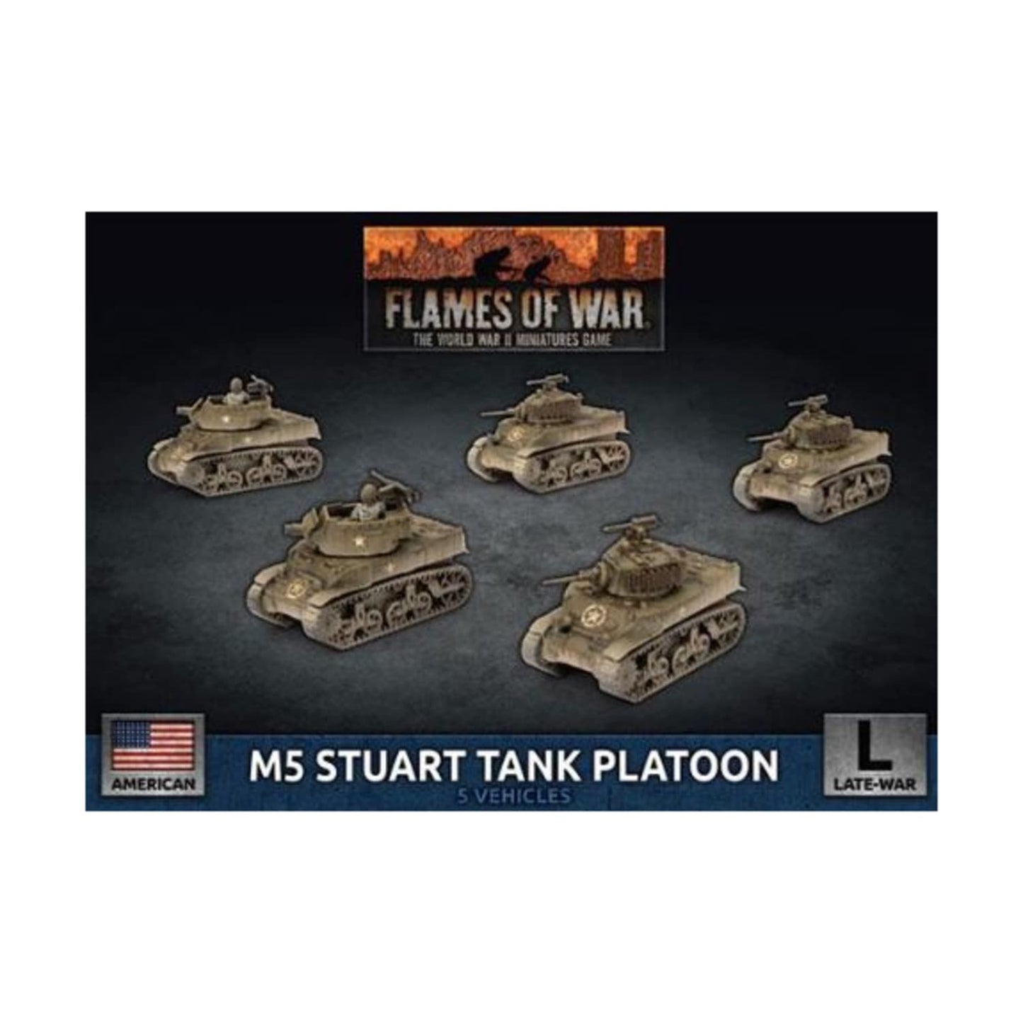 Flames of War - American M5 Stuart Tank Platoon - Late War - UBX70