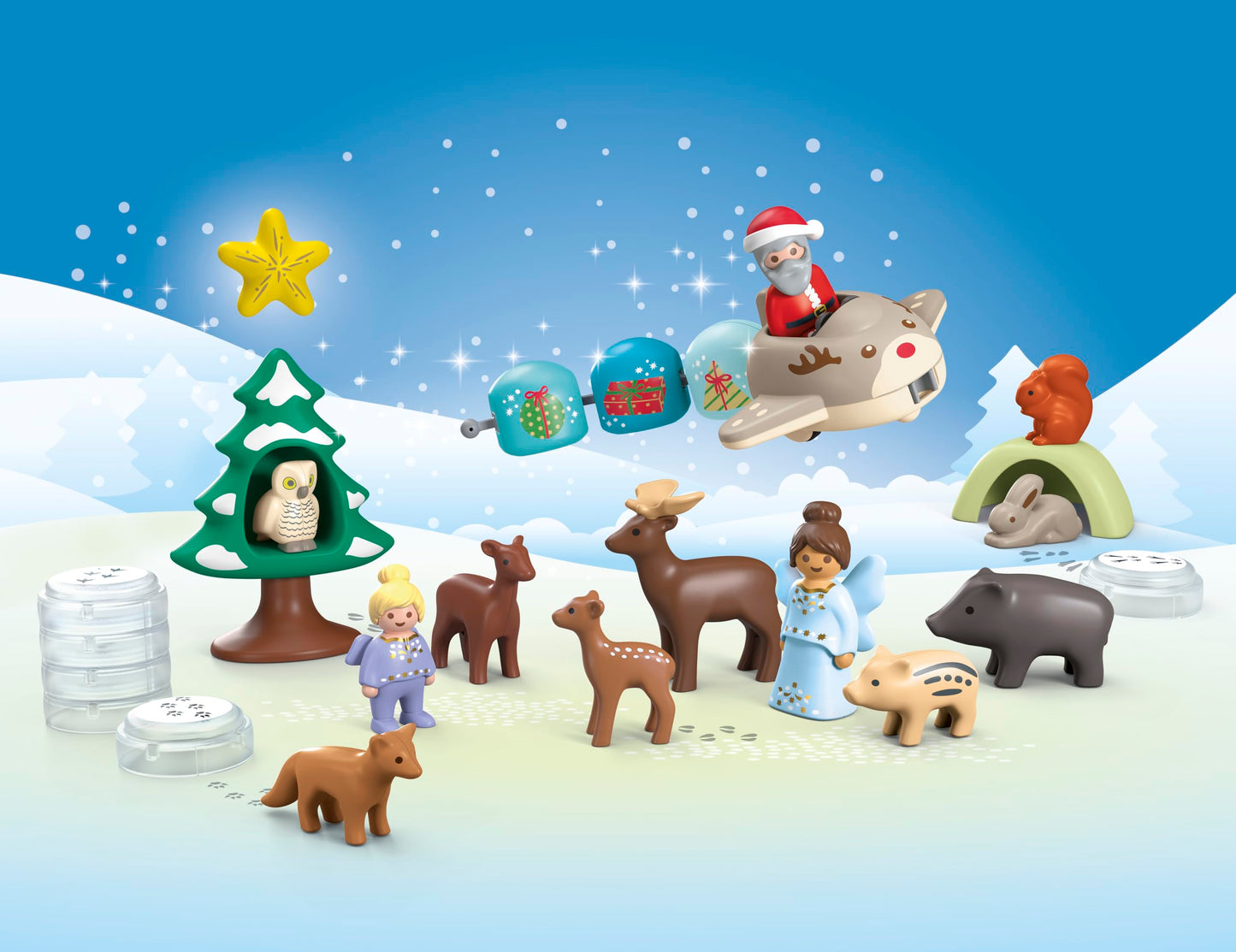 Playmobil 70297 JUNIOR : Advent Calendar Snowy Christmas, featuring 24 exciting doors, sustainable toy made from plant-based plastics, gifting toy, play sets suitable for children ages 1+