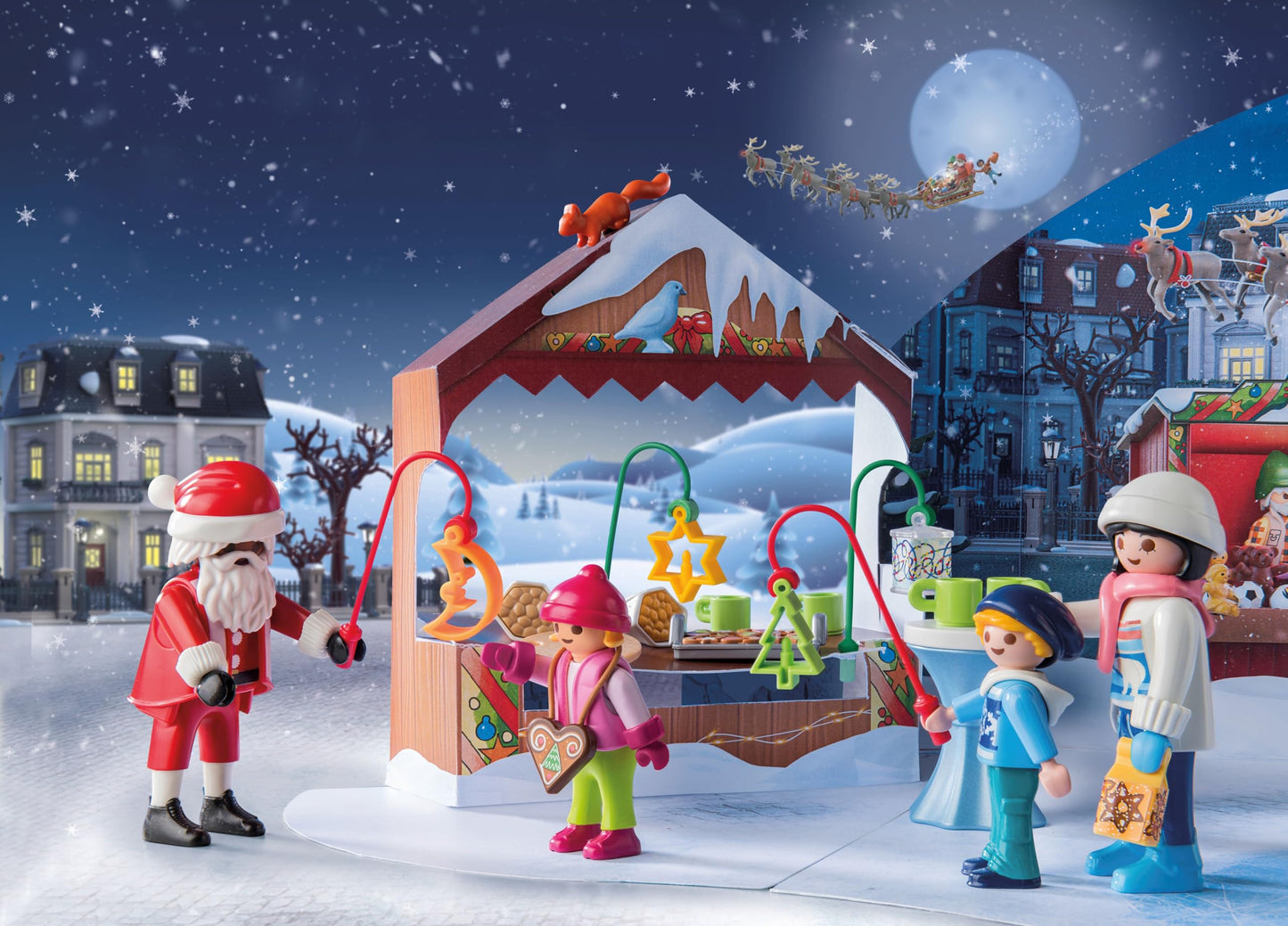 Playmobil 71472 Advent Calendar : A Trip to the Christmas Market, Countdown to Christmas, includes 24 doors to open each day in December, Christmas toy for children ages 4 years+