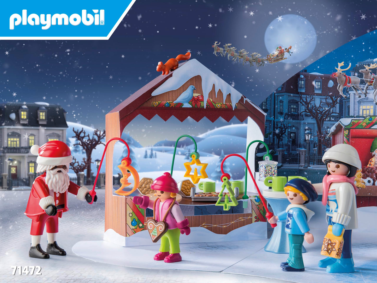 Playmobil 71472 Advent Calendar : A Trip to the Christmas Market, Countdown to Christmas, includes 24 doors to open each day in December, Christmas toy for children ages 4 years+