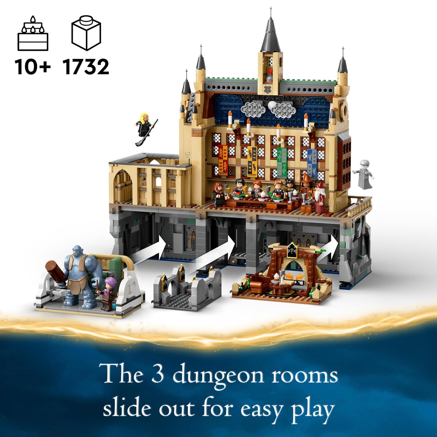 LEGO 76435 Harry Potter Hogwarts Castle: The Great Hall Set, Collectible Toy Playset for Kids, Boys & Girls, with 11 Minifigures Incl. Hermione Granger and Ron Weasley, Wizarding World Gift for Fans 76435