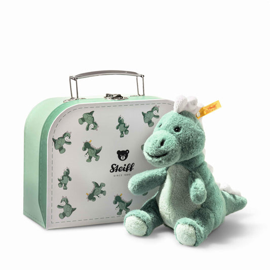 Steiff 067280 - Joshi Baby T-Rex 16 cm Green Blue in Suitcase - Soft Cuddly