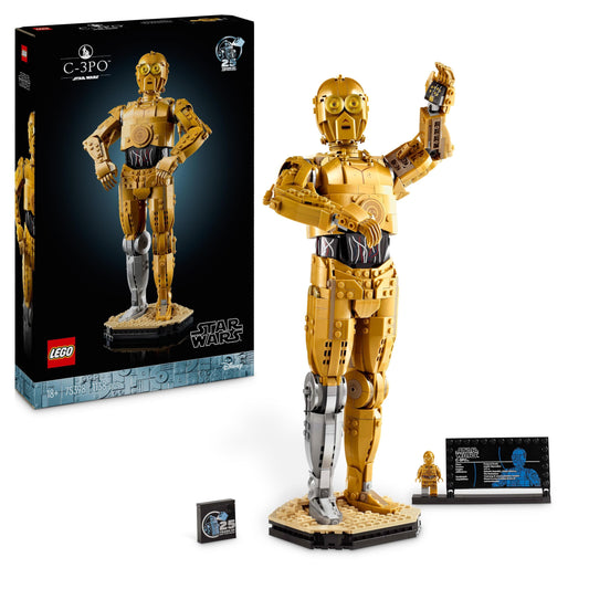 LEGO 75398 Star Wars C-3PO Droid Figure Building Set, Collectible Model Kit for Adults to Build with Character Minifigure and Display Stand