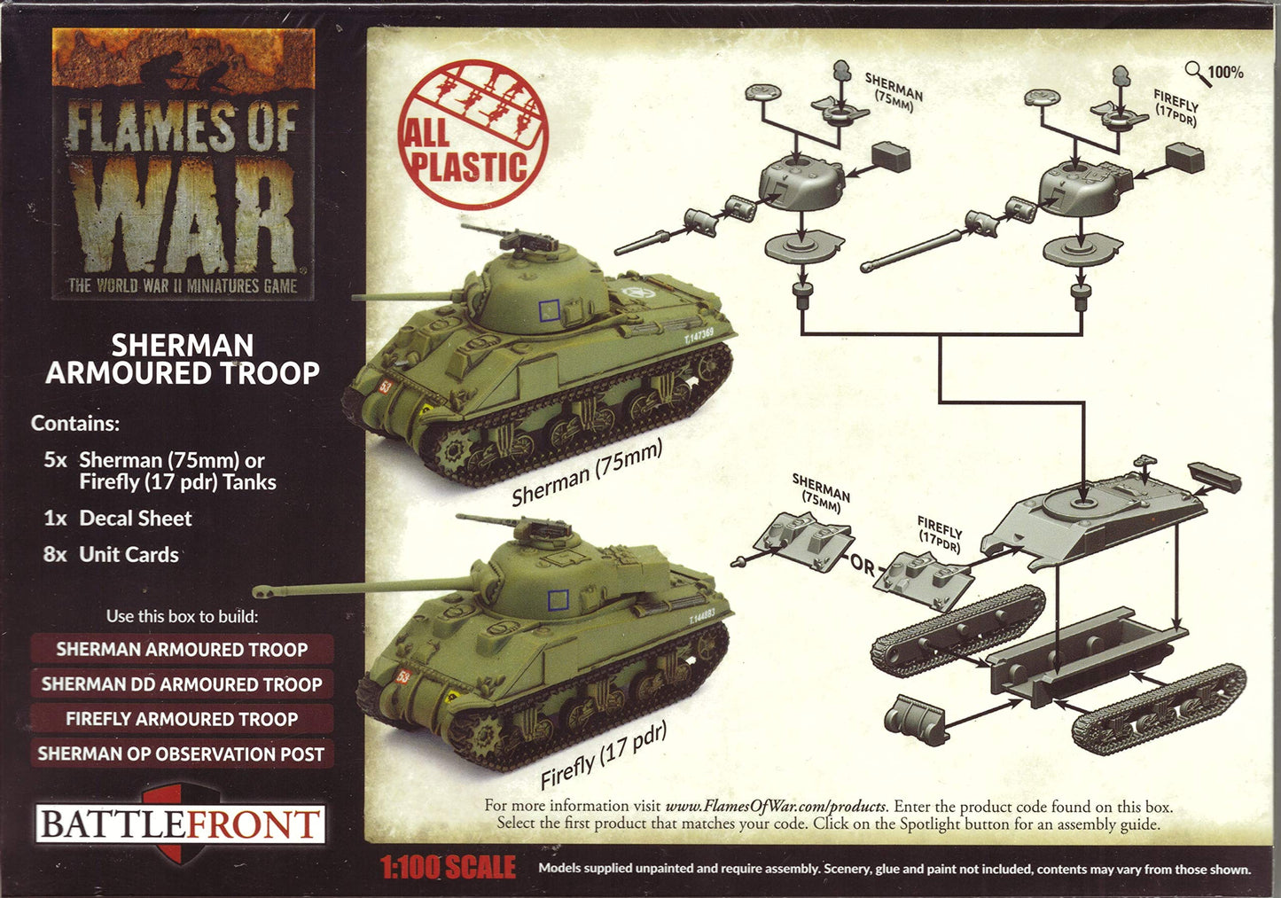 Flames of War - British Sherman Armoured Troop (Plastic) - BBX60