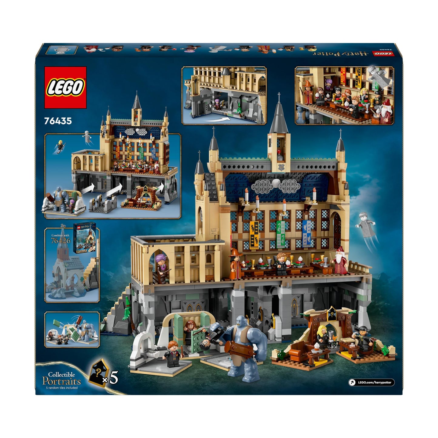 LEGO 76435 Harry Potter Hogwarts Castle: The Great Hall Set, Collectible Toy Playset for Kids, Boys & Girls, with 11 Minifigures Incl. Hermione Granger and Ron Weasley, Wizarding World Gift for Fans 76435